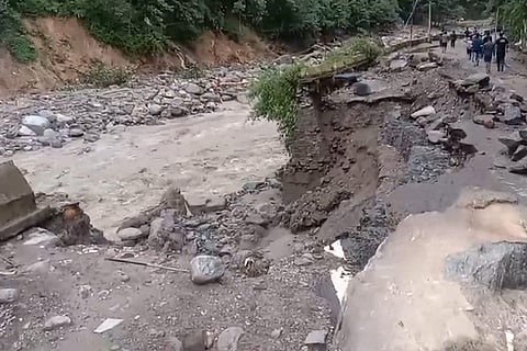 Gaurikund footbpath damaged due to cloud-burst